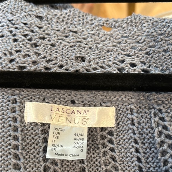Venus Blue Crew Neck Summer Sweater with Open Weave Crochet Pattern NWOT - Picture 3 of 6